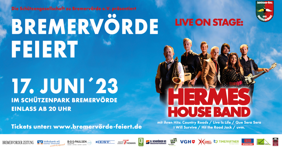 BREMERVÖRDE FEIERT - die große Partynacht mit der Hermes House Band live!